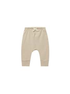 Bottoms: Quincy Mae Drawstring Pant Latte Micro Stripe