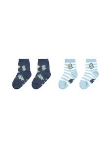 Huxbaby Dino Play 2pk Socks Marine Blue + Navy