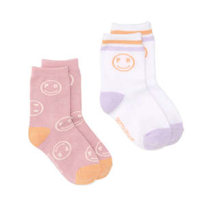 Pretty Brave 2 pack Smiley Socks Blush/White