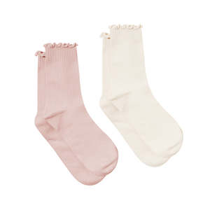 Baby Socks: Pretty Brave 2 pack Ruffle Socks Blush/Stone