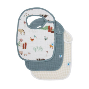 Bibs: Little Unicorn Cotton Muslin Bib 3pack Farmyard