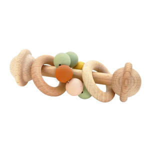 Teethers And Rattles: OB Designs Organic Beechwood Rattle - Multi Colour