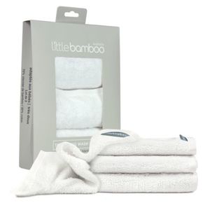 Little Bamboo Towelling Washer 3 pack White