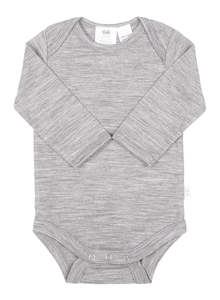 Babu Merino Bodysuit Long Sleeve Grey