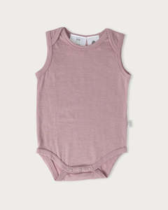Sleepwear: Babu Merino Bodysuit Singlet Mauve