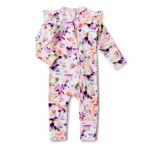 Sleepwear: Snuggle Hunny Kids Blushing Beauty Organic Snugglesuit Convertible Romper with Frill