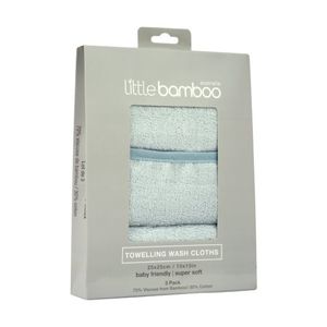 Little Bamboo Towelling Washer 3pack Whisper