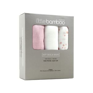 Little Bamboo Muslin Wrap 3 Pack Dusty Pink