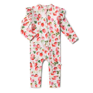 Baby: Snuggle Hunny Kids Strawberry Organic Snugglesuit Convertible Romper