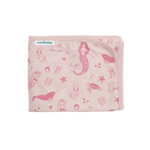 Sleep: Woolbabe Merino/Organic Cotton Swaddle/Blanket - Shell Mermaids