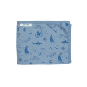 Woolbabe Merino/Organic Cotton Swaddle/Blanket - Glacier Sail Away