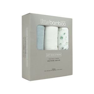 Little Bamboo Muslin Wraps 3pk Whisper
