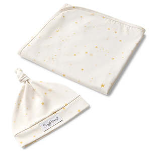 Swaddles: Snuggle Hunny Kids Stardust Organic Jersey Wrap & Beanie Set