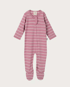 Babu Merino Footed Onesie Blossom Stripe