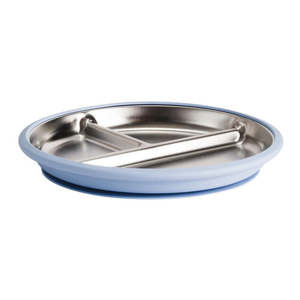 Eat And Drink: Nestling Stainless Divided Suction Plate 20cm - Dusty Blue