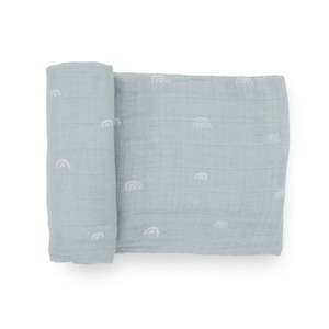 Little Unicorn Single Cotton Muslin Swaddle - Blue Rainbow