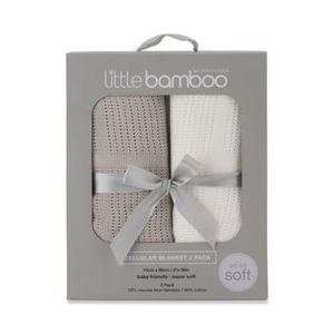 Little Bamboo Cellular Blanket Stone Grey 2pk