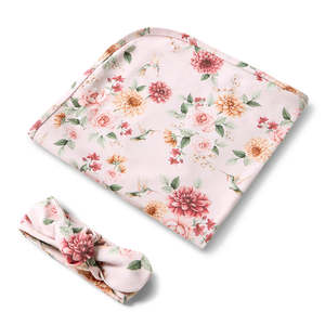 Snuggle Hunny Kids Birds & Blooms Wrap & Topknot Set