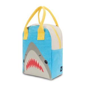 Fluf Zipper Lunch Bag - SHARK - 100% certified organic cotton