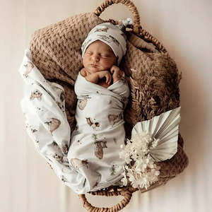 Snuggle Hunny Kids Baby Jersey ( STRETCH COTTON) Wrap & Beanie Set - Fox