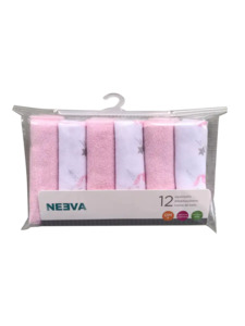 Towels Face Cloths: Neeva Face Washers / Washcloths (Pack of 12) - Baby Pink