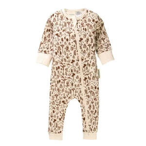 *BUY 1 GET 1 FREE* Woolbabe Merino/Organic Cotton PJ Suit - NATURAL BARK WILDERNESS