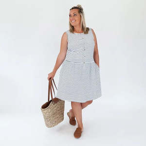 Milkbar Breastfeeding Billie Dress | White/Navy Stripe *CLEARANCE*