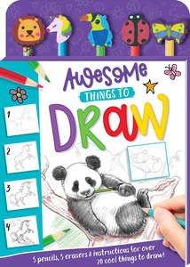 Books Puzzles: Awesome Things to Draw 5 Pencil Set
