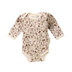 *BUY 1 GET 1 FREE* Woolbabe Long Sleeve Bodysuit - Natural Bark Wilderness