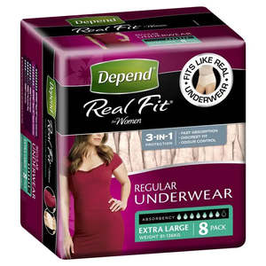 Depend Real Fit Underwear: Depend® Real-Fit Underwear for Women - XLarge pack of 8 pcs
