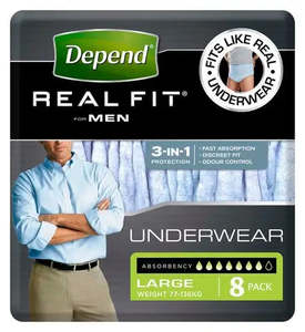 Depend® Real-Fit Underwear for Men - Large pack of 8 pcs