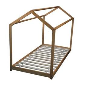 Toddler Cot: Kapai Pluto 2 Wooden Toddler House Bed - Natural