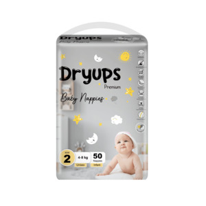 Dryups Premium Nappies Unisex Size 2 Infant (4-8kg)