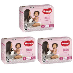 All Nappies More: Huggies Ultra Dry -  VALUE BOX Size 6 (+16kg) GIRLS 90 Nappies