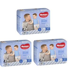 Huggies Ultra Dry - VALUE BOX Size 6 (+16kg) BOYS 90 Nappies
