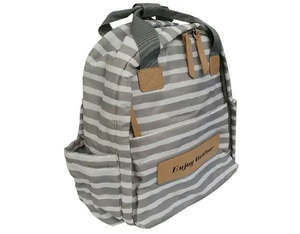 Nappy Bag Backpack GREY-WHITE STRIPES