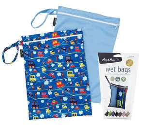 Backpacks Wet Bags: Mum2Mum Wet Bags Twin Pack - CAR/SKY BLUE