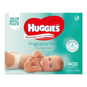 Wet Baby Wipes: Huggies Baby Wipes Fragrance Free MEGA BOX (400 Wipes)
