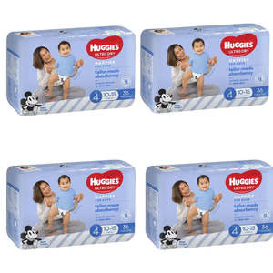 Huggies Ultra Dry Size 4 VALUE BOX (10-15kg) BOYS 144 Nappies