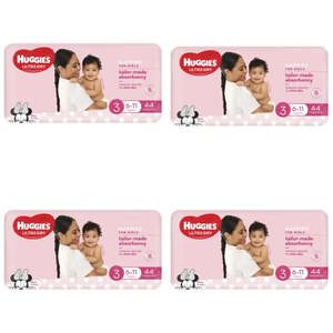 All Huggies Nappies: Huggies Ultra Dry Size 3 VALUE BOX (6-11kg) - GIRLS 176 Nappies