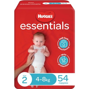 Huggies Essentials Nappies Size 2 (4 - 8kg) 54 Pack