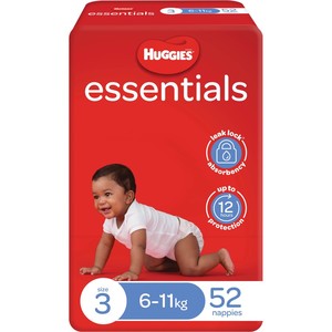 Huggies Essentials Nappies Size 3 (6 - 11kg) 52 Pack
