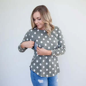Milkbar Clothing: Milkbar Willow Polka Sweater | Sage *CLEARANCE*