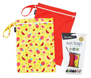 Mum2Mum Wet Bags Twin Pack - FLAMINGO/RED