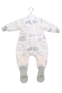 Sleeping Bags 1: 6-12m COTTON Warmies Sleeping bag with Arms and Legs 3.0 TOG - CLOUDS PINK