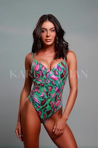 Coral Lateral Pleat One Piece