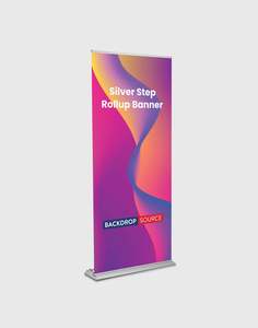 Retractable Roll Up Banner Stand: Silver Step Roll Up Banner