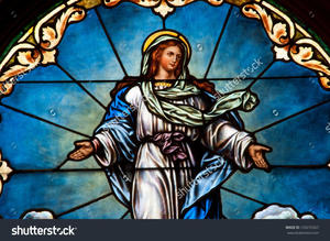 Stained Glass Assumption of Blessed Mary Backdrop