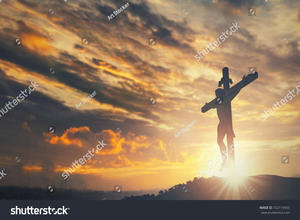 Church Backgrounds: Jesus Christ Crusifix Cross Over Sunset Background