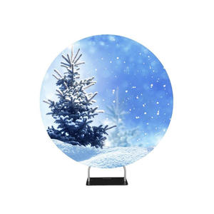 Circle Round Photo Booth Backdrop: Frozen Tree Blue Glittering Sky Backdrop Circle backdrop stand
